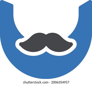 mustache with white background. mustache is a symbol of professtion .glyph colour icon.