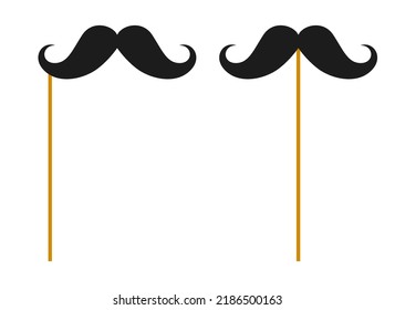 Mustache with wooden stick on white background