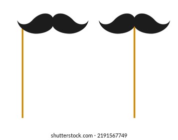 Mustache with wooden stick on white background