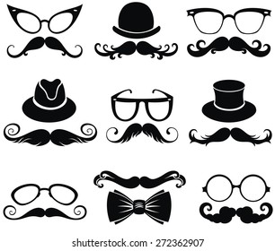 Mustache.Retro Party Set.Gentleman's  Hats