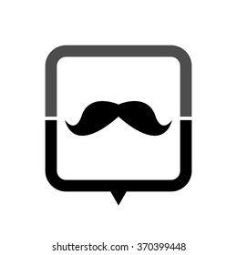 mustaches - black vector icon; map pointer;  message bubble