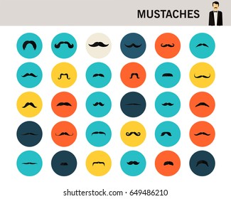 Mustaches concept flat icons. 