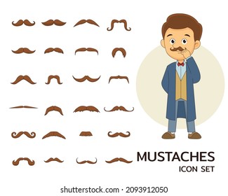 Mustaches design concept flat icons.