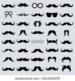 Mustaches icon, hipster sign, Father Day symbol, barber logo, human whisker