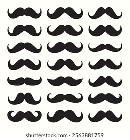 Mustaches icon, hipster sign, Father's Day symbol, barber logo, human whisker