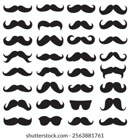 Mustaches icon, hipster sign, Father's Day symbol, barber logo, human whisker