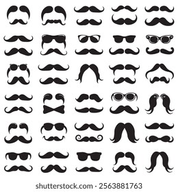 Mustaches icon, hipster sign, Father's Day symbol, barber logo, human whisker