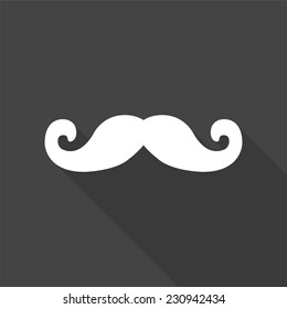 mustaches icon - vector illustration with long shadow isolated on gray 