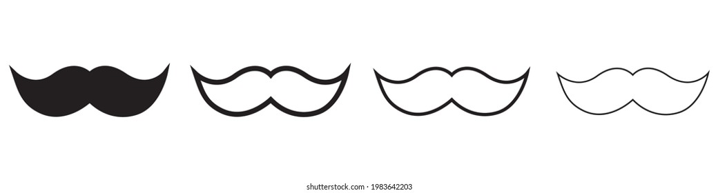 Mustaches icons set, isolated on white background. Vector illustration