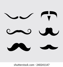 Mustaches icons set on a grey background