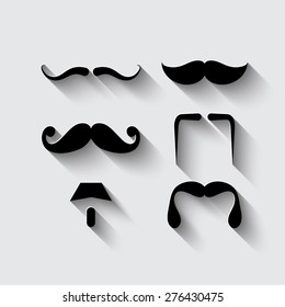Mustaches icons set  on a grey background