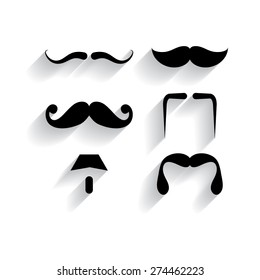 Mustaches icons set with shadow 