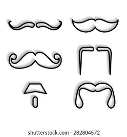 Mustaches icons set with shadow