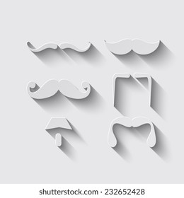 Mustaches icons set with shadow on a grey background