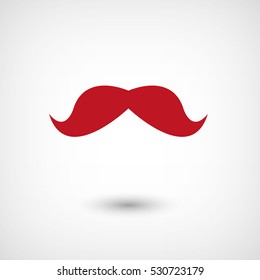 mustaches - red vector  icon with shadow