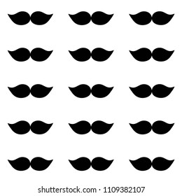 Mustaches seamless pattern. Hand drawn. Black and white.