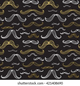 Mustaches seamless pattern. Hand drawn elements. Vector illustration EPS10