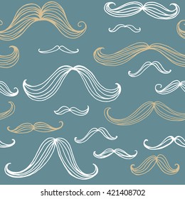 Mustaches seamless pattern. Hand drawn elements. Vector illustration EPS10