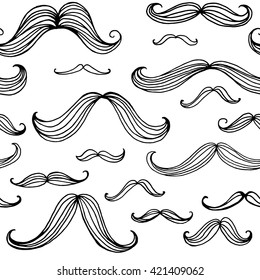 Mustaches seamless pattern. Hand drawn elements. Vector illustration EPS10