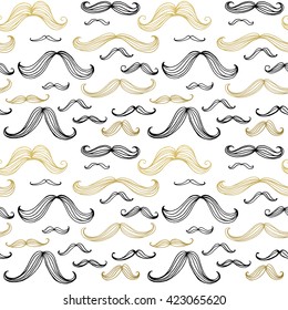 Mustaches seamless pattern. Hand drawn elements. Vector illustration EPS10