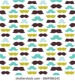 Mustaches seamless pattern vector illustration. Retro face hair mustache background. Male facial bread fashion barber silhouette. Curly vintage hairstyle whisker.