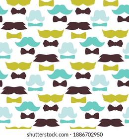 Mustaches seamless pattern vector illustration. Retro face hair mustache background. Male facial bread fashion barber silhouette. Curly vintage hairstyle whisker.