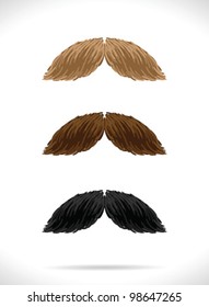 Mustaches set (3 color)3 - vector illustration Shadow and background are on separate layers. Easy editing.