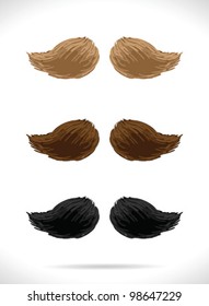 Mustaches set (3 color)4 - vector illustration Shadow and background are on separate layers. Easy editing.