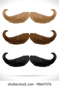 Mustaches set (3 color)5 - vector illustration Shadow and background are on separate layers. Easy editing.