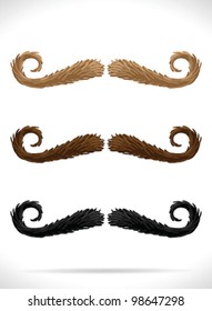 Mustaches set (3 color)6 -vector illustration Shadow and background are on separate layers. Easy editing.