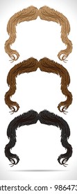 Mustaches set (3 colors)1 - vector illustration Shadow and background are on separate layers. Easy editing.