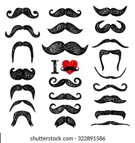 Mustaches set. Design elements. Hand drawn set.