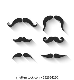 mustaches set - gray vector illustration with shadow