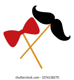 mustaches with stick crossed icon