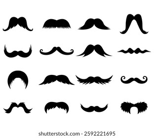 Mustaches styles set hand drawn collection