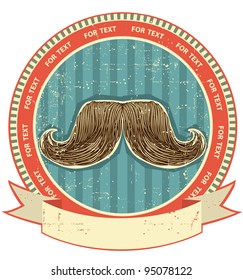 Mustaches symbol set on old paper texture.Vintage background