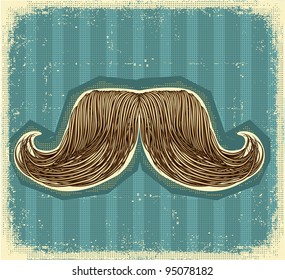 Mustaches symbol set on old paper texture.Vintage background