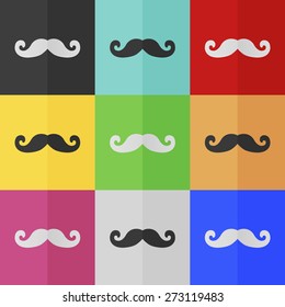 Mustaches vector icon - colored set. Flat design