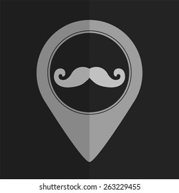 Mustaches vector icon - map pointer. Flat design
