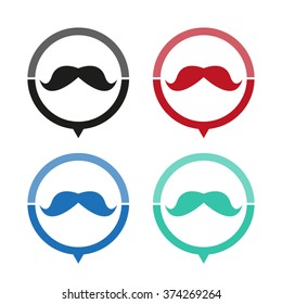 mustaches - vector icon; map pointer;  message bubble