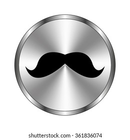 mustaches - vector icon;  metal button