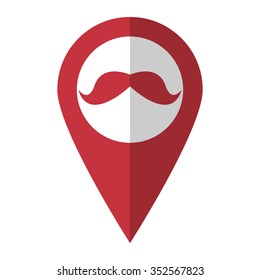 mustaches - vector icon; red map  pointer