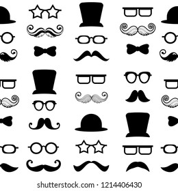 Mustaches Vector Seamless Pattern Hipster Black Stock Vector (Royalty ...