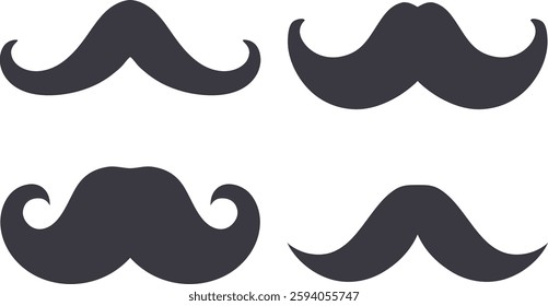 Mustaches vector symbols, Beards vector art, Set of mustaches, Beard illustration