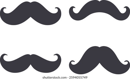 Mustaches vector symbols, Beards vector art, Set of mustaches, Beard illustration