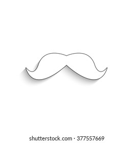 mustaches - white vector icon  with shadow