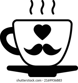 mustachio and Heart Printed Cup Concept, Hot Drink in Ceramic Mug Vector Icon Design, Happy Fathers Day Symbol, Dads Gift Elements Sign, Parents Day Stock illustration