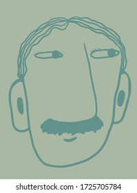 Mustachioed man with a suspicious look and a big nose
