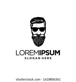 Mustachioed man and thick beard logo vector