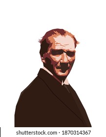 Mustafa Kemal Atatürk Portrait Illustration, Vector Drawing